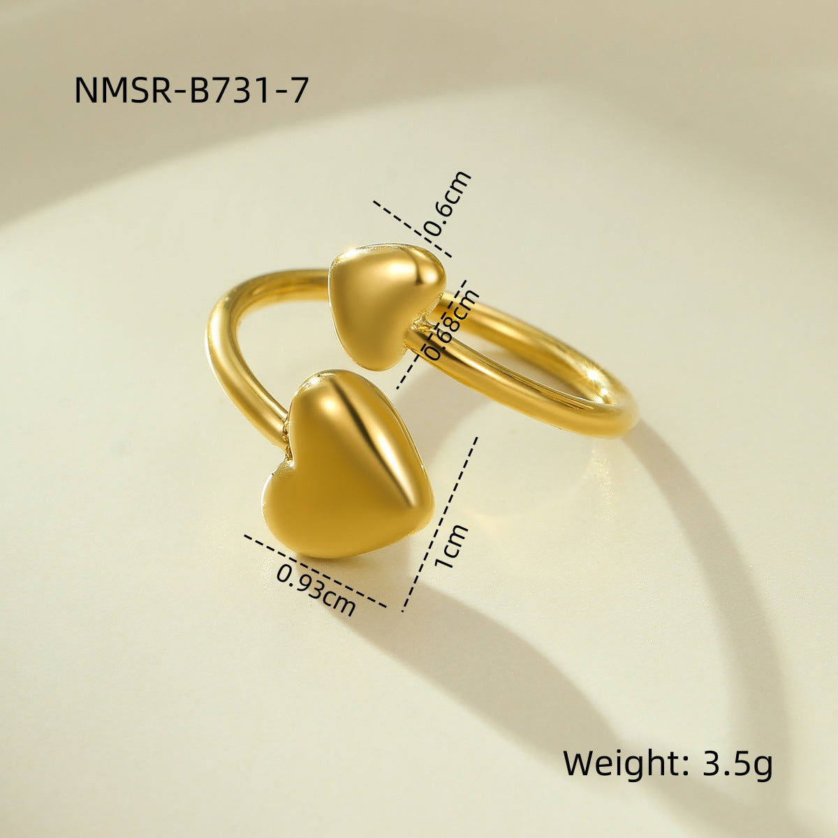 Geometric Stainless Steel Open Ring with Plated Finish for Women, Irregular Shape Fashionable Office Wear Jewelry