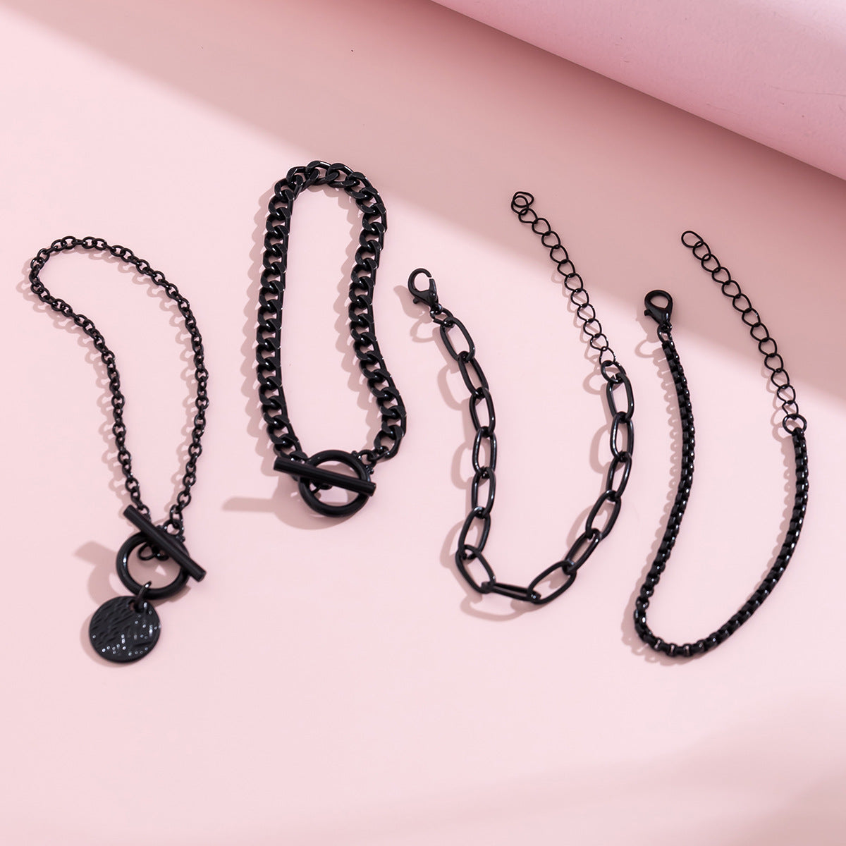 Vintage Sweet Geometric Cross Plated Iron Bracelet Set for Women
