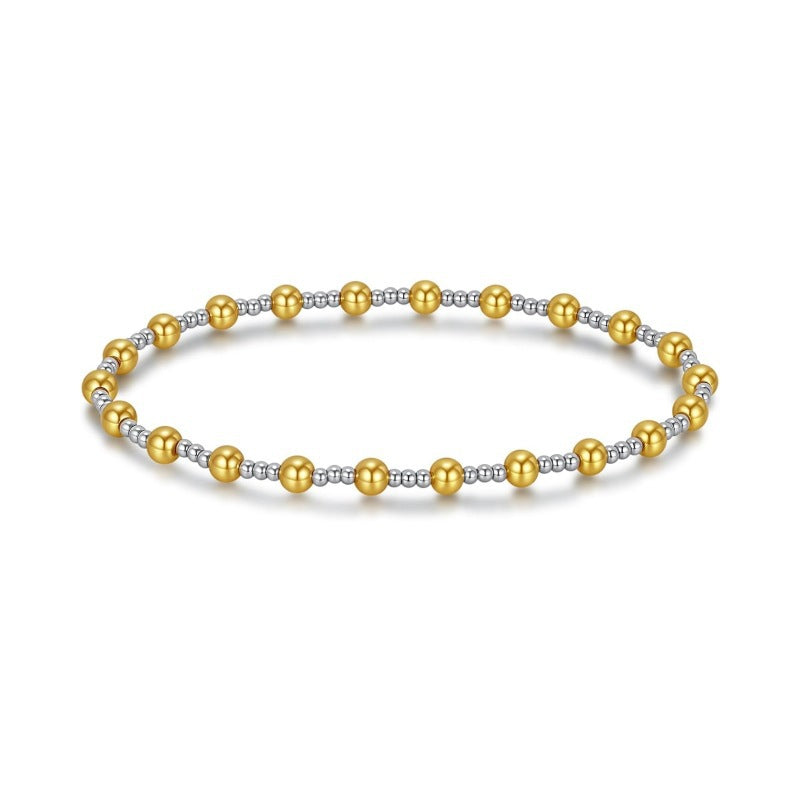 Luxury Elegant Round Bead Stainless Steel Ball Chain Stretch Bracelet for Women