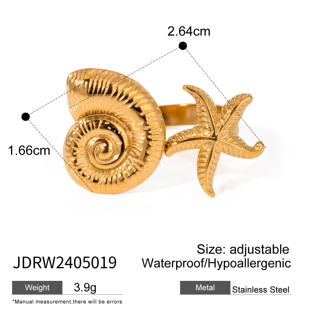Minimalist Geometric Star Stainless Steel Plated Ring for Women