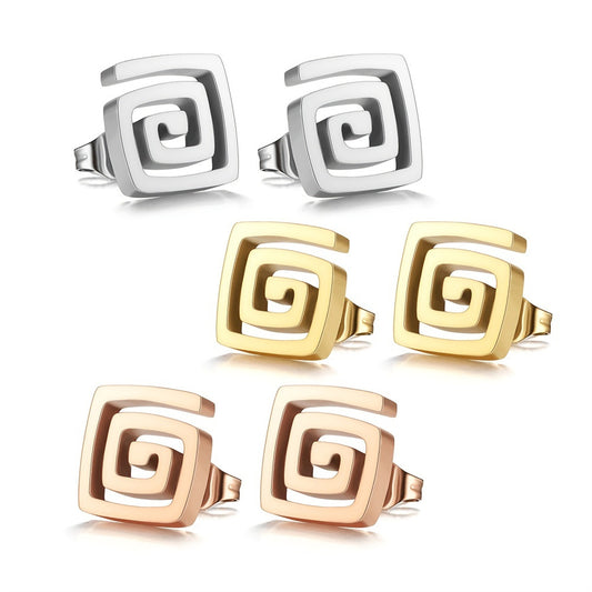 Pendientes cuadrados geométricos minimalistas y elegantes de acero inoxidable con baño de oro de 18 quilates para mujer