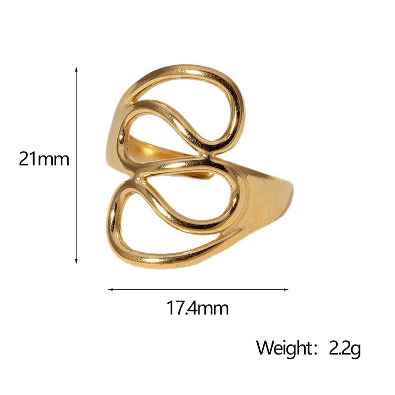 Minimalist Geometric Stainless Steel Ring with Plated Finish for Women, Hypoallergenic Adjustable Open Band