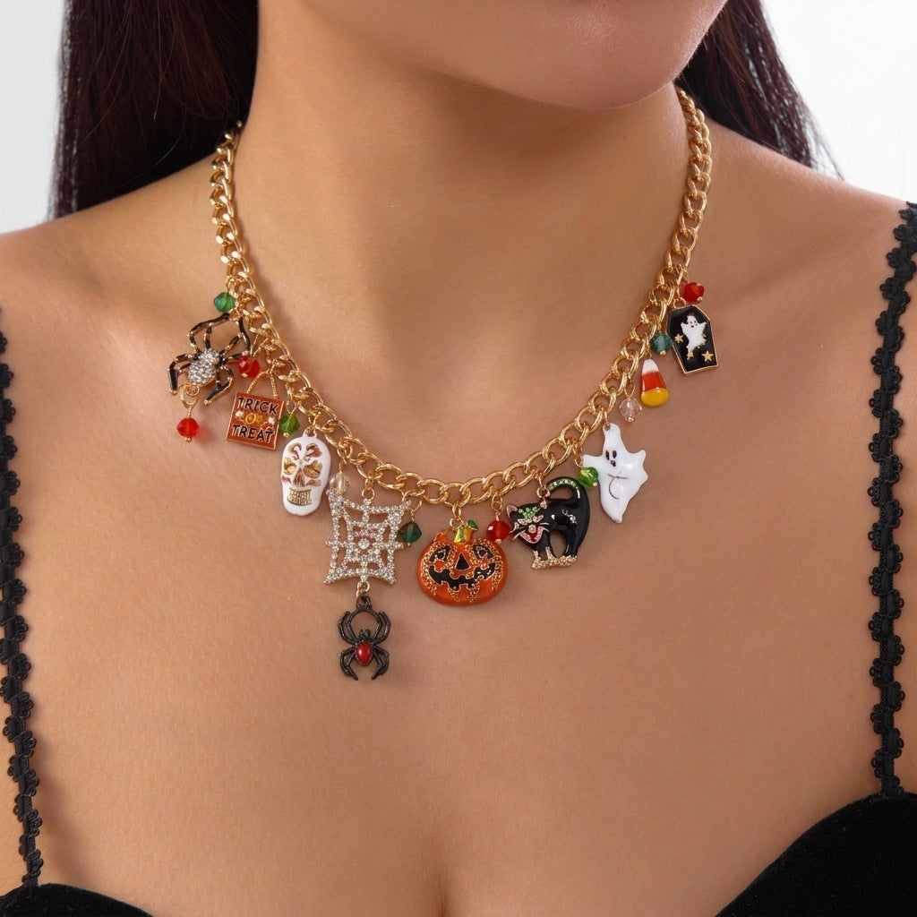 Exaggerated Rhinestone Inlaid Alloy Animal Pendant Necklace for Unisex