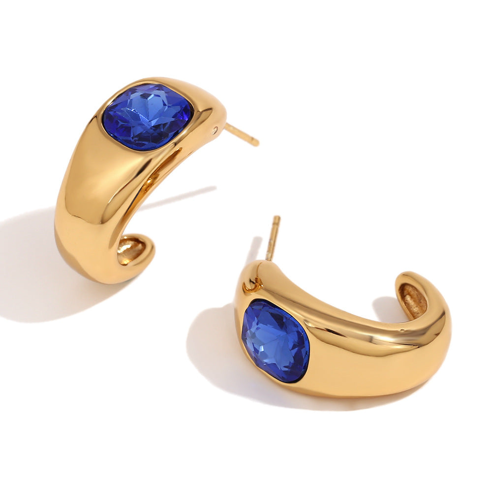 Minimalist Vintage-Inspired Geometric Wave Earrings for Women Stainless Steel with 18K Gold Plating