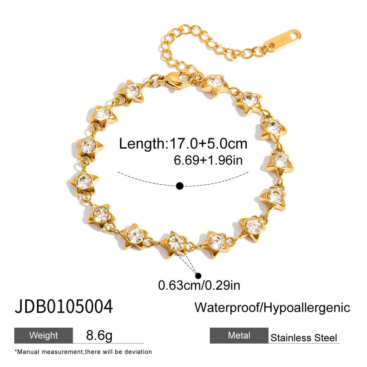 Set collana e bracciale minimalista con ciondolo a stella, luna, nuvola e universo in acciaio al titanio con dettagli in perle e finitura galvanizzata da donna