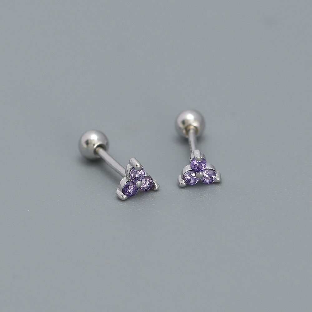 Minimalist Clover-Shaped 925 Sterling Silver Threader Ear Cuffs with Geometric Dot Pattern