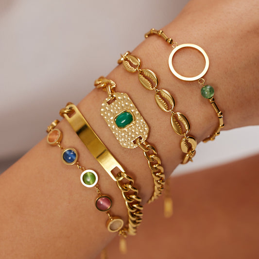 Bracciale a maglia cubana geometrica per uomo e donna in acciaio inossidabile placcato oro stile Hip Hop gioielli di moda