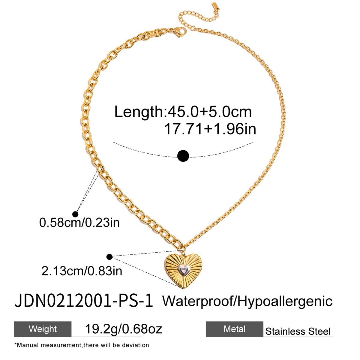 Collana con ciondolo a cuore geometrico in titanio e catena in acciaio inossidabile galvanizzato per donna