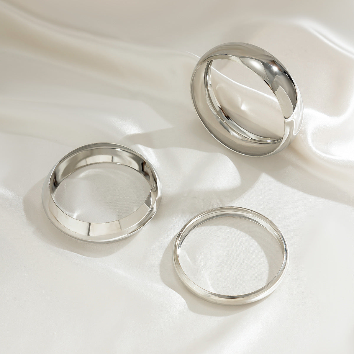 Minimalist Oval Teardrop Alloy Plated Bracelet and Ring Set for Women
