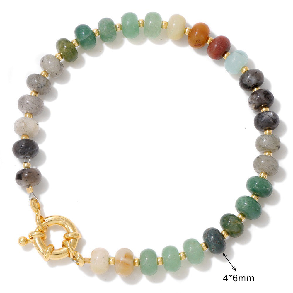 Sweet Elegant Geometric Gemstone Beaded Bracelet for Women with OT Clasp