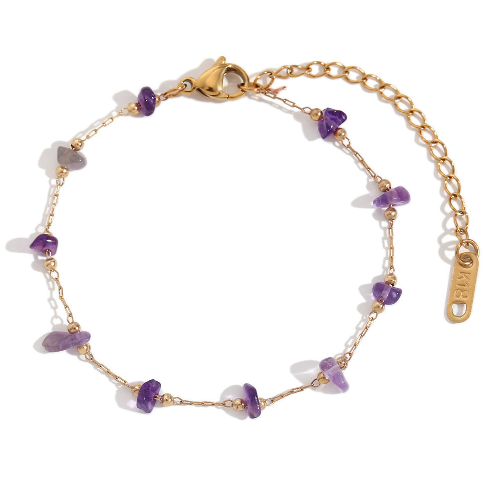 Collana Pendente Geometrica Minimalista da Donna in Acciaio Inossidabile con Placcatura in Oro 18K e Intarsio in Pietra Naturale