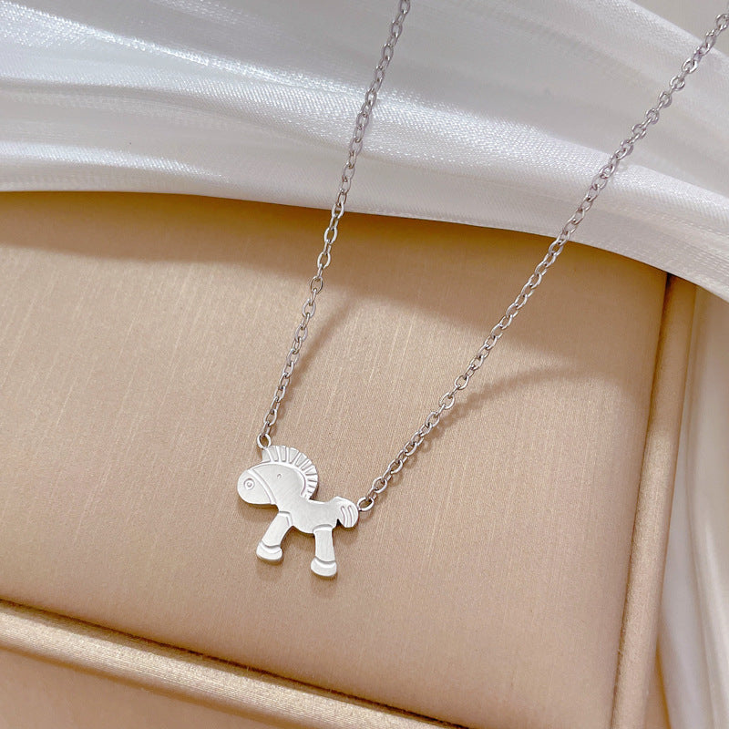Collana a catena geometrica minimalista in acciaio al titanio, stile cartone animato