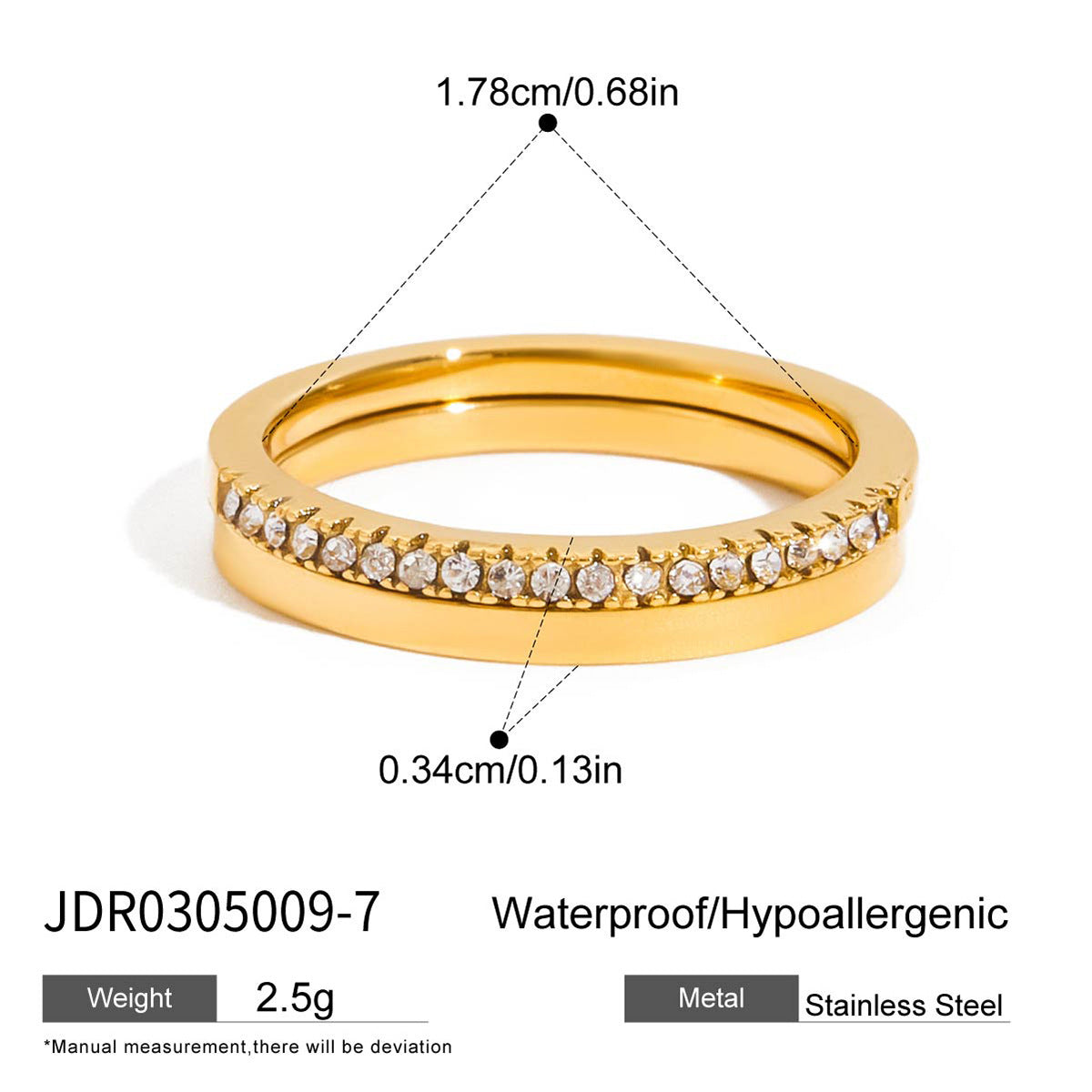 Anello da Donna Geometrico Placcato in Acciaio Inossidabile con Zirconi, Gioielli Minimalisti e di Tendenza