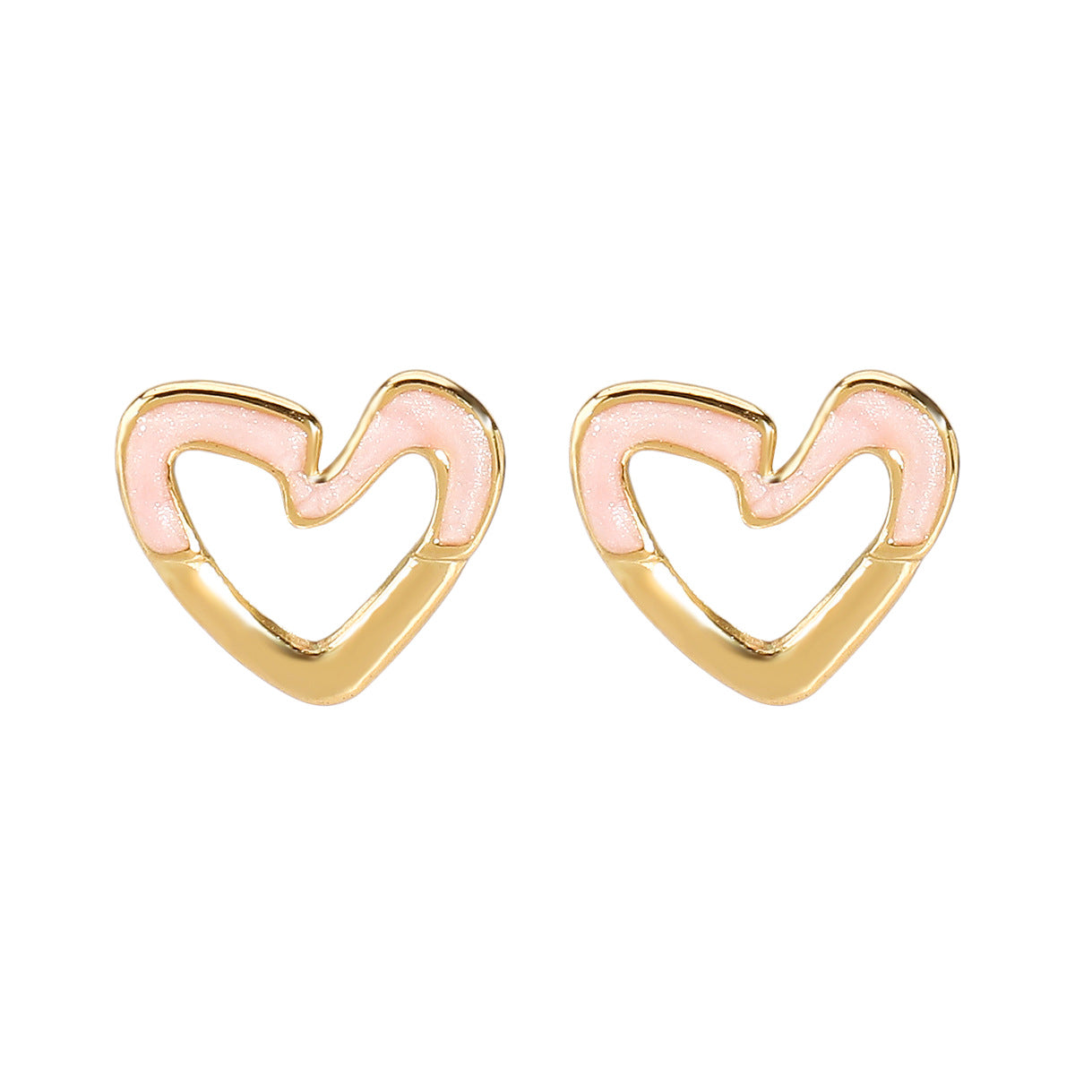 Retro Minimalist Heart-Shaped Stainless Steel Earrings with Enamel Finish for Women