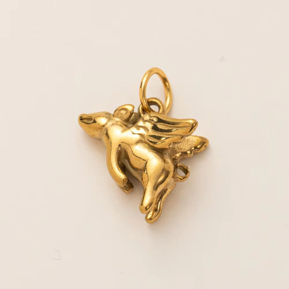 Minimalist Vintage Animal Stainless Steel 18K Gold PVD Plated Charm Bar