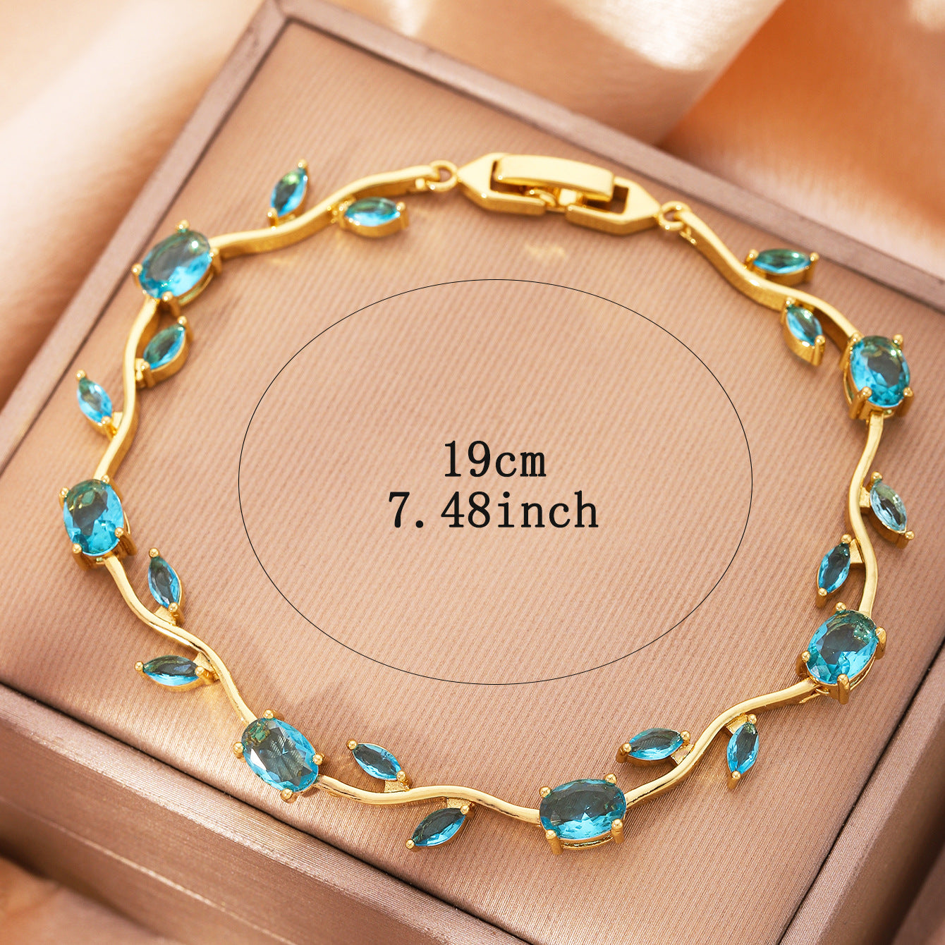 Luxury Gold Plated Brass Leaf Bracelet with Cubic Zirconia Inlay Unisex Floral Design
