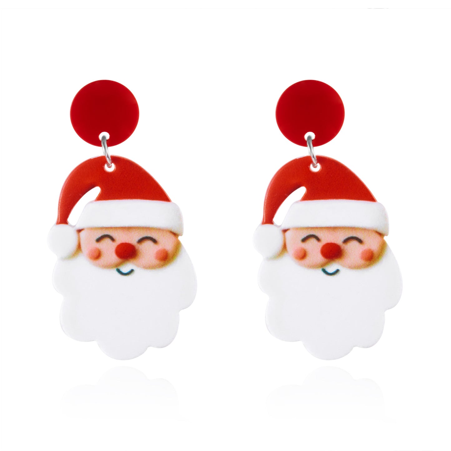 Cute Christmas Deer and Bell Acrylic Earrings for Women with Printed Holiday Design