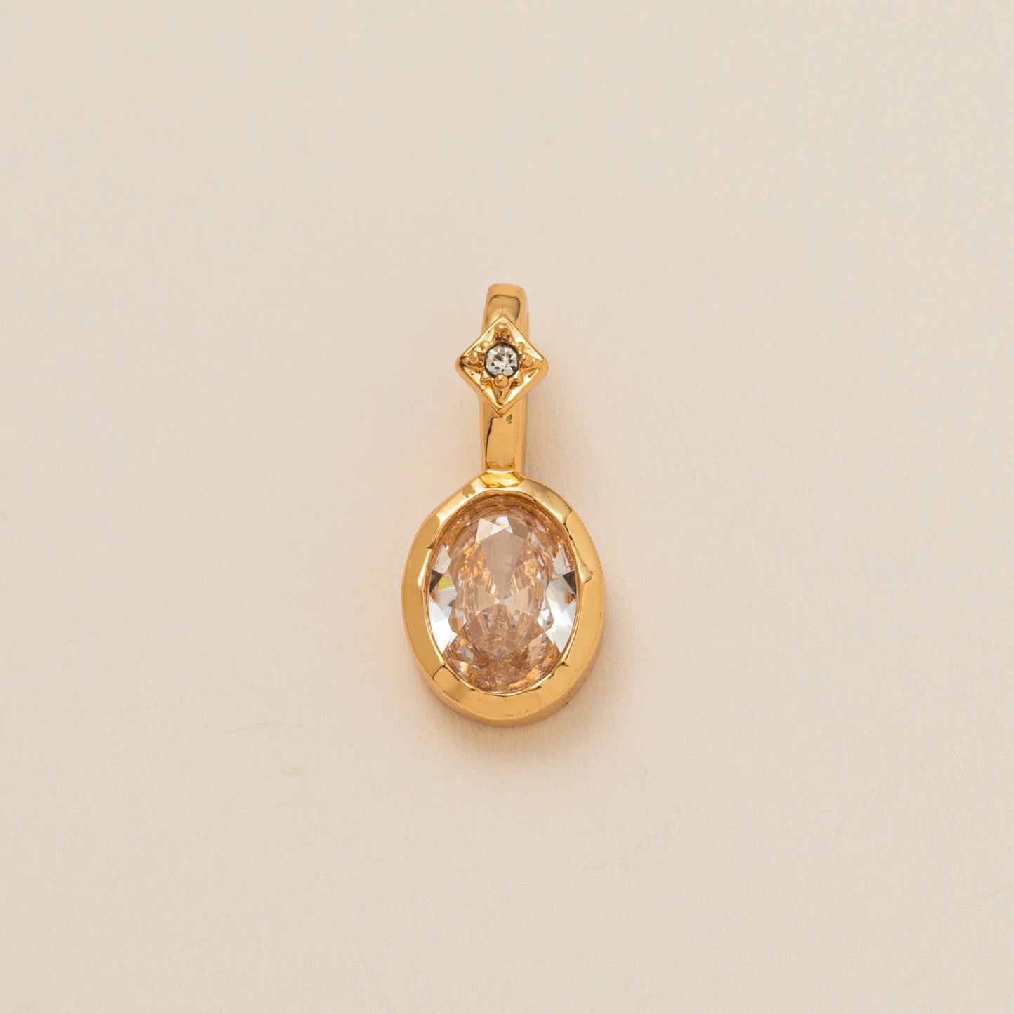 Elegant Geometric Teardrop Brass Necklace with Titanium Steel Pendant and Cubic Zirconia Inlay