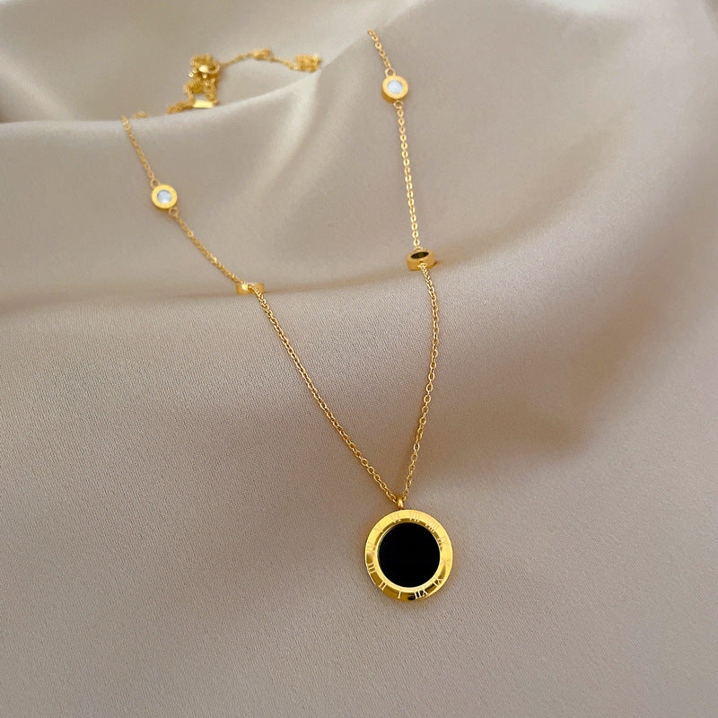 Minimalist Geometric Titanium Steel Pendant Necklace with Gold Plating for Women and Men