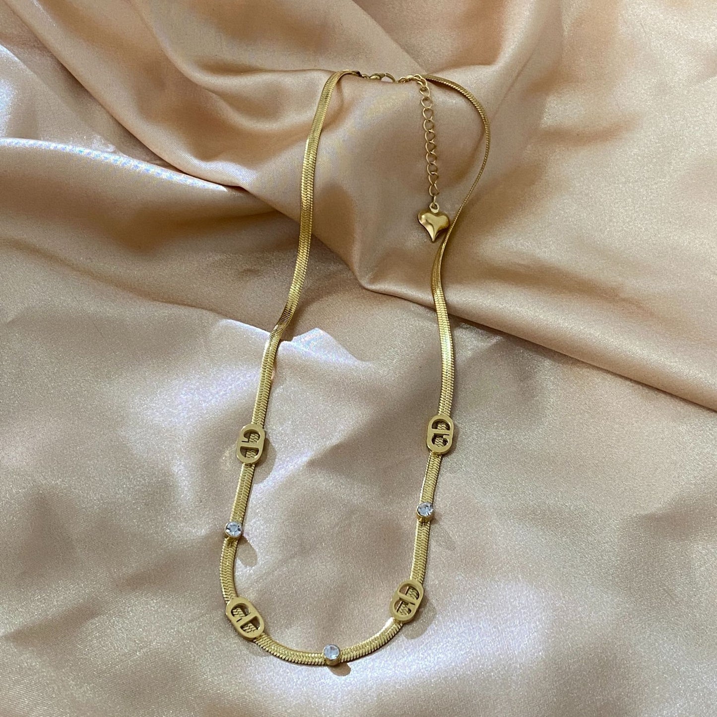 Minimalist Luxury Gold Plated Titanium Steel Letter Necklace with Cubic Zirconia for Unisex