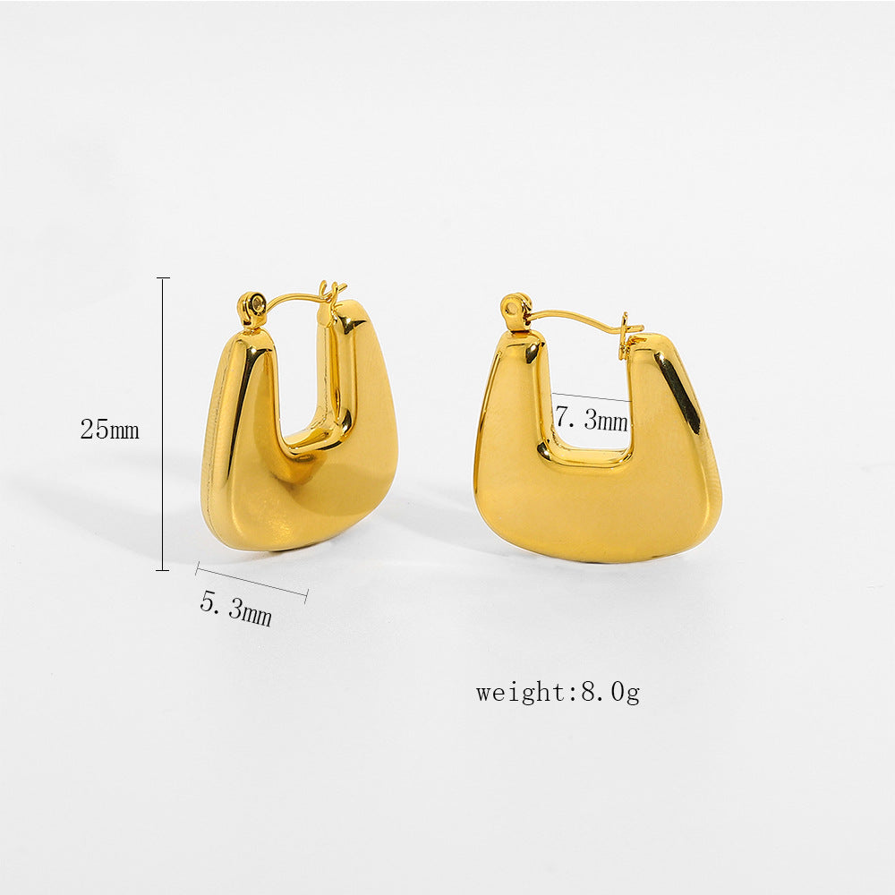 Pendientes de Aro de Acero Inoxidable Geométricos con Acabado Chapado para Mujer, Joyería de Moda Minimalista y Elegante