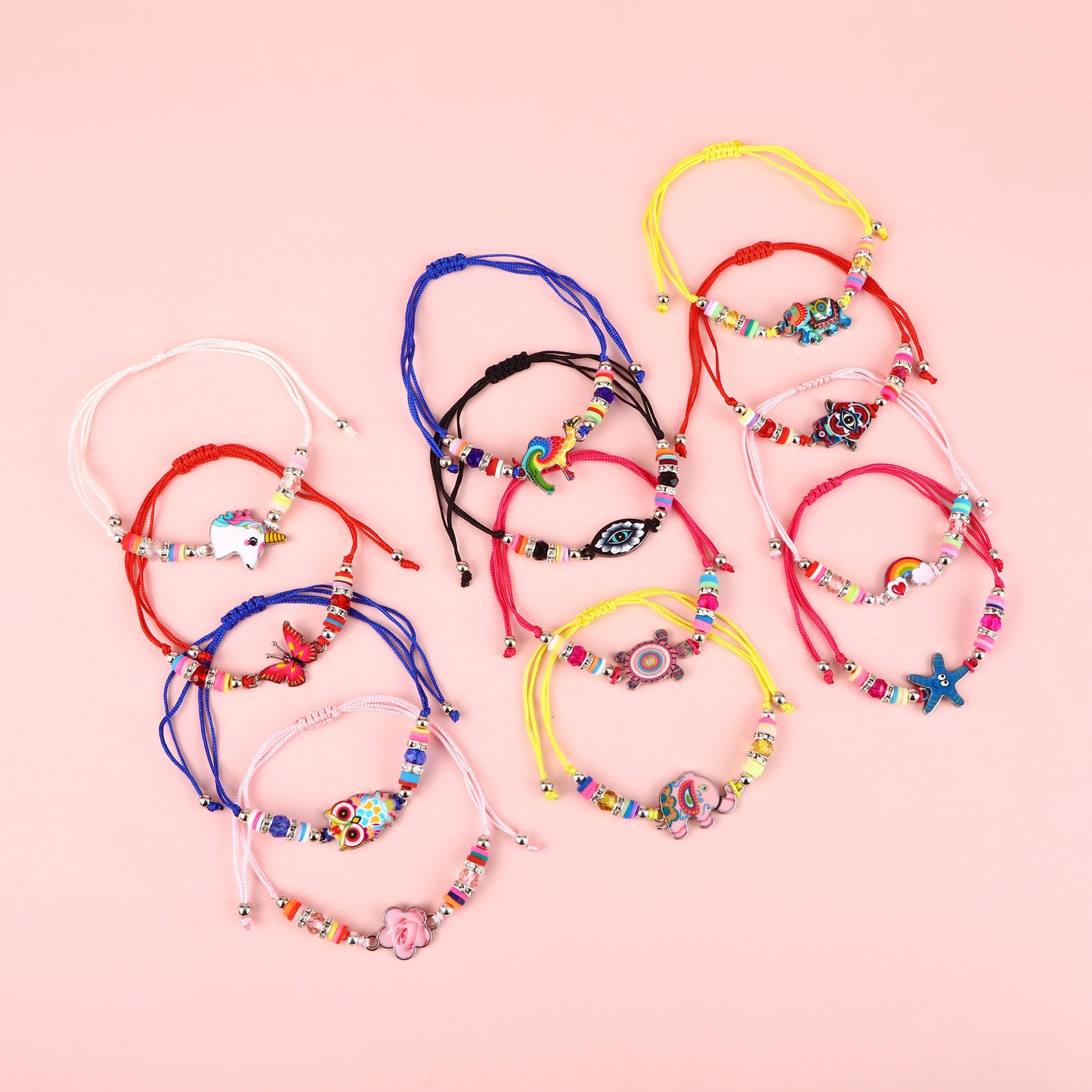 Pulsera de Dijes de Unicornio de Caricatura para Niñas Hecha de Aleación con Acabado de Esmalte, Joyería Infantil Estilo Princesa para Edades de 3 a 10+