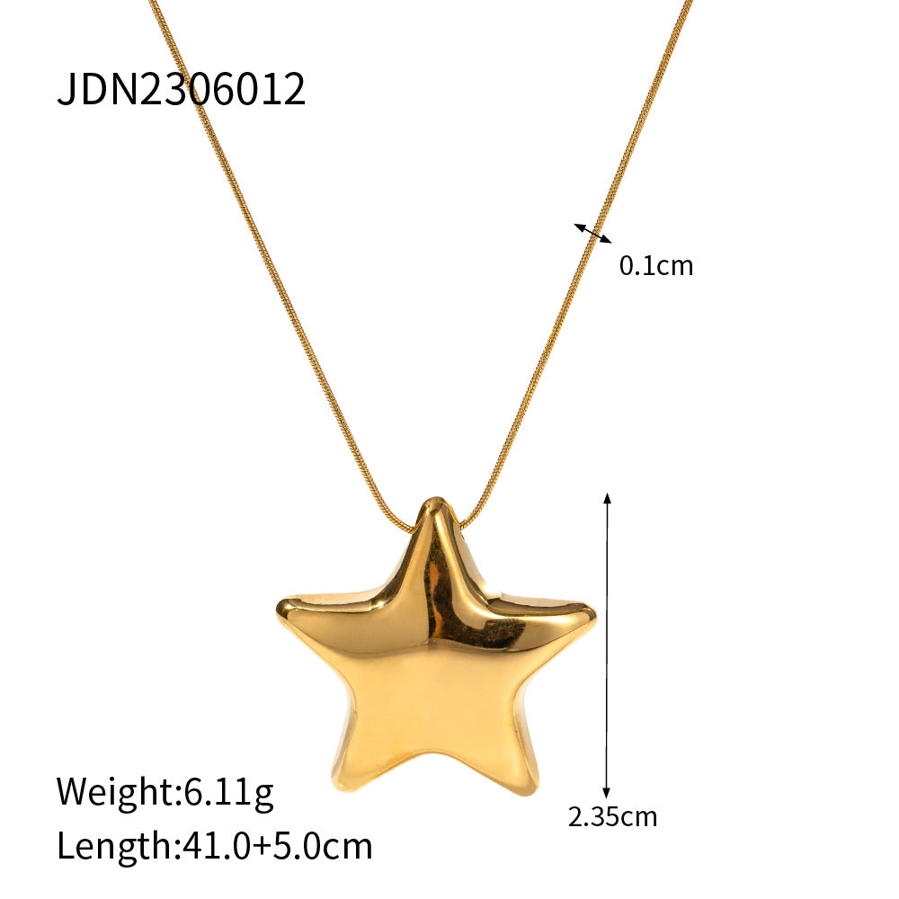 Minimalist Star Stainless Steel Jewelry Set Titanium Steel Pendant Plated Necklace Earrings Ring for Women