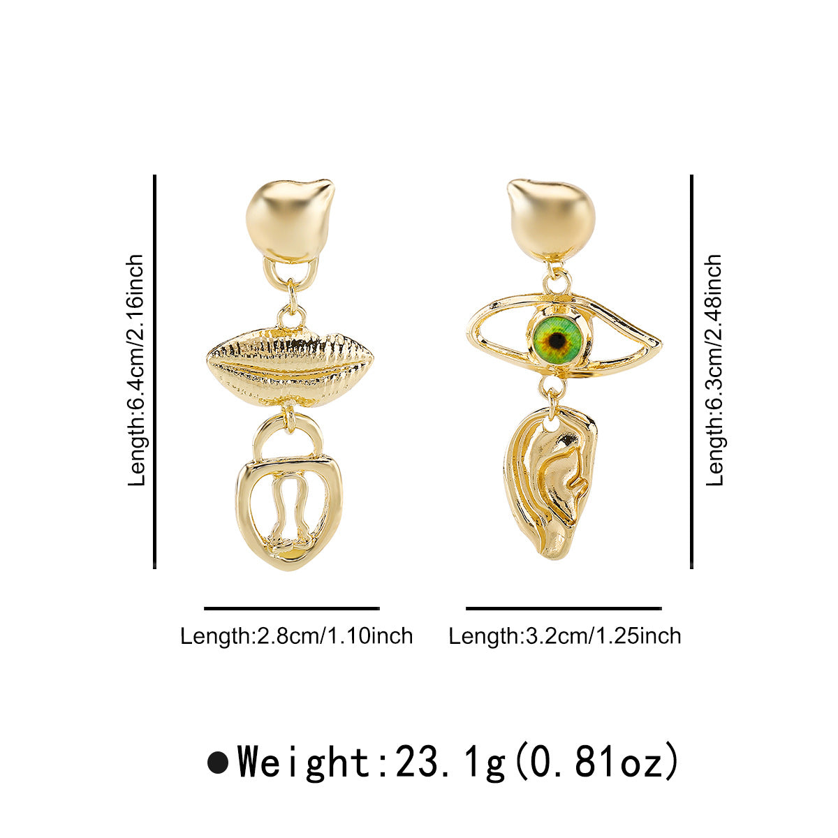 Orecchini Pendenti da Donna in Lega a Forma di Occhio Esagerata Stile Vintage con Intarsio di Strass e Finitura Smaltata, Design con Nappe