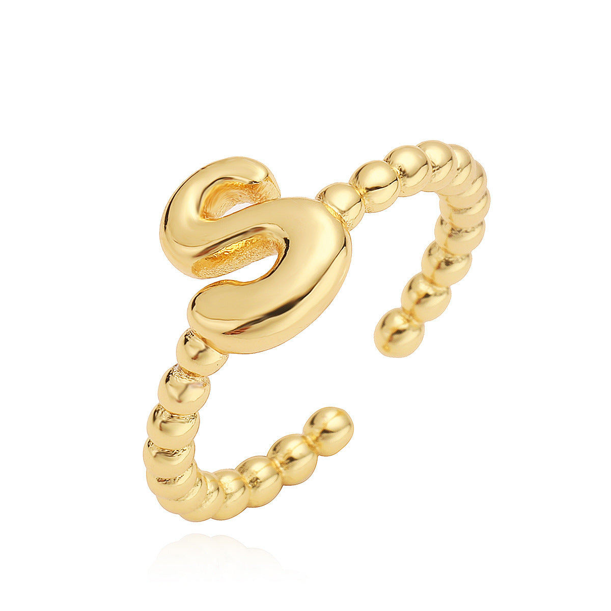 Minimalist 18K Gold Plated Brass Letter Ring for Women