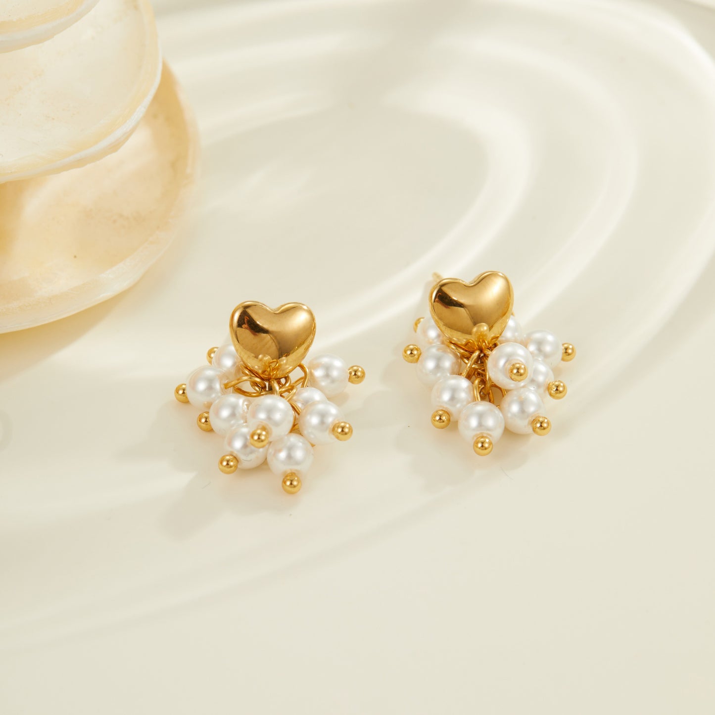 Vintage-Inspired Minimalist Stainless Steel Beaded Earrings with Heart and Geometric Shapes Electroplated for Women