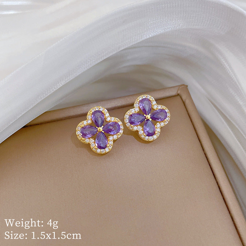 Geometric Stud Earrings for Women with Plated Copper Design, Elegant Long Tassel Drop Earrings, Sweet Style Jewelry