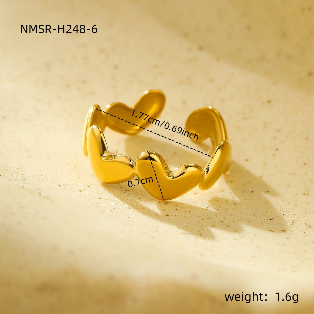 Anillo de Acero de Titanio con Forma de Corazón a la Moda y Acabado Galvanizado para Mujeres, Joyería Geométrica Minimalista