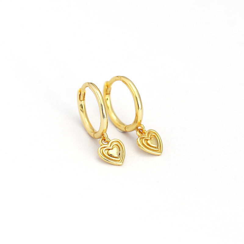 Minimalist Geometric Heart-Shaped Sterling Silver Clip-On Earrings for Women with Plated Finish