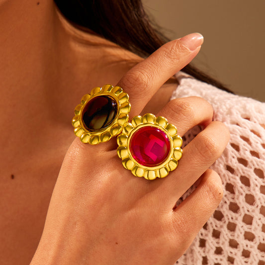Anillo minimalista de acero inoxidable con diseño geométrico y acabado chapado para mujer, elegante, ligero y lujoso