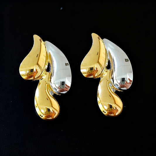 Pendientes Elegantes de Acero Inoxidable Plateado con Forma de Gota Geométrica para Mujer