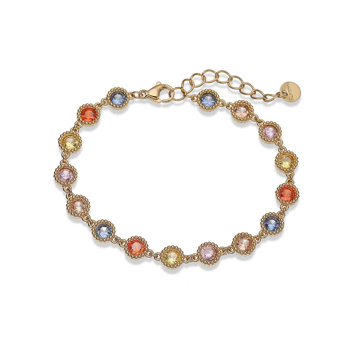 Minimalist Luxury 18K Gold Plated Geometric Stainless Steel Bracelet with Cubic Zirconia for Women