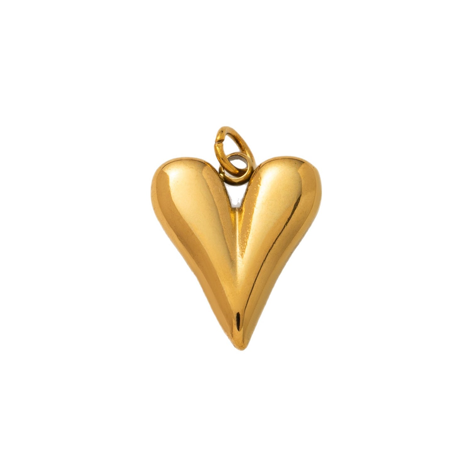 Vintage 18K Gold Plated Heart Shape Stainless Steel PVD Charm Bar Necklace