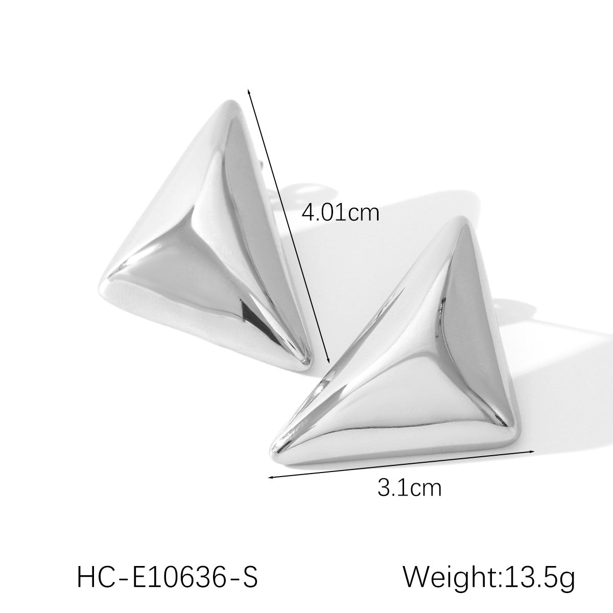 Minimalist Cold-Tone Geometric Triangle Stainless Steel Earrings for Women with Plated Finish Hypoallergenic Titanium Steel Studs