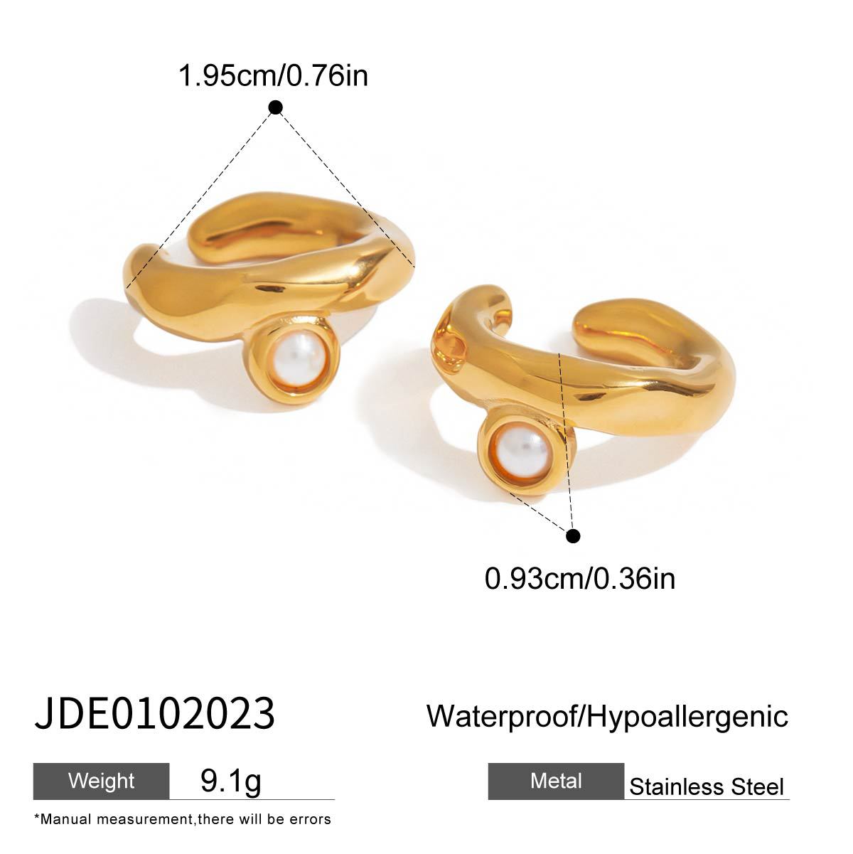 Elegant Geometric Pearl Inlay Stainless Steel Clip-On Earrings for Women
