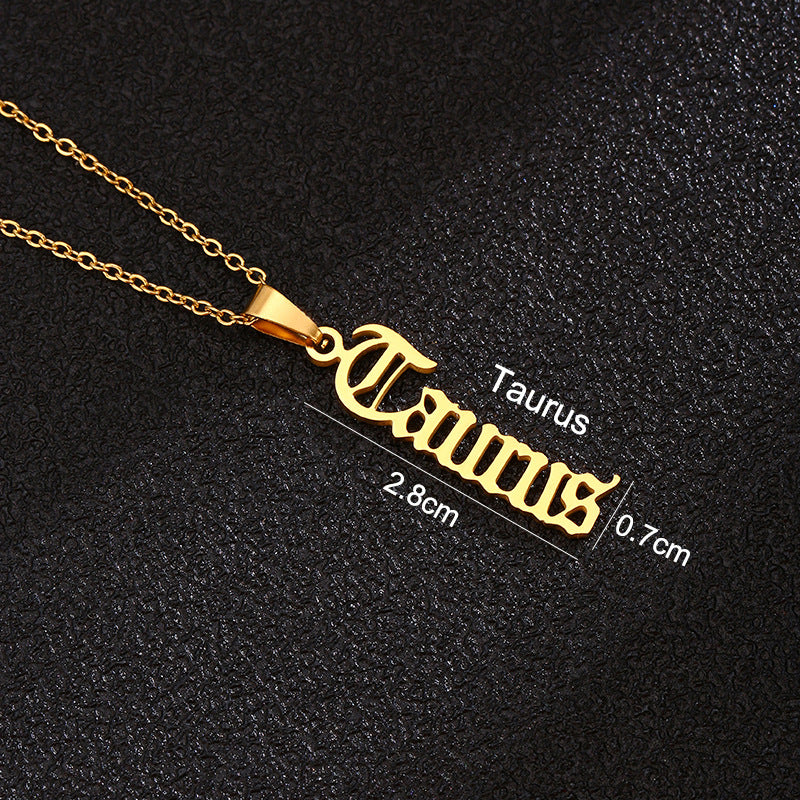 Zodiac-Themed Stainless Steel Pendant Necklace with Titanium Steel Charm and Electroplated Finish for Unisex Wear