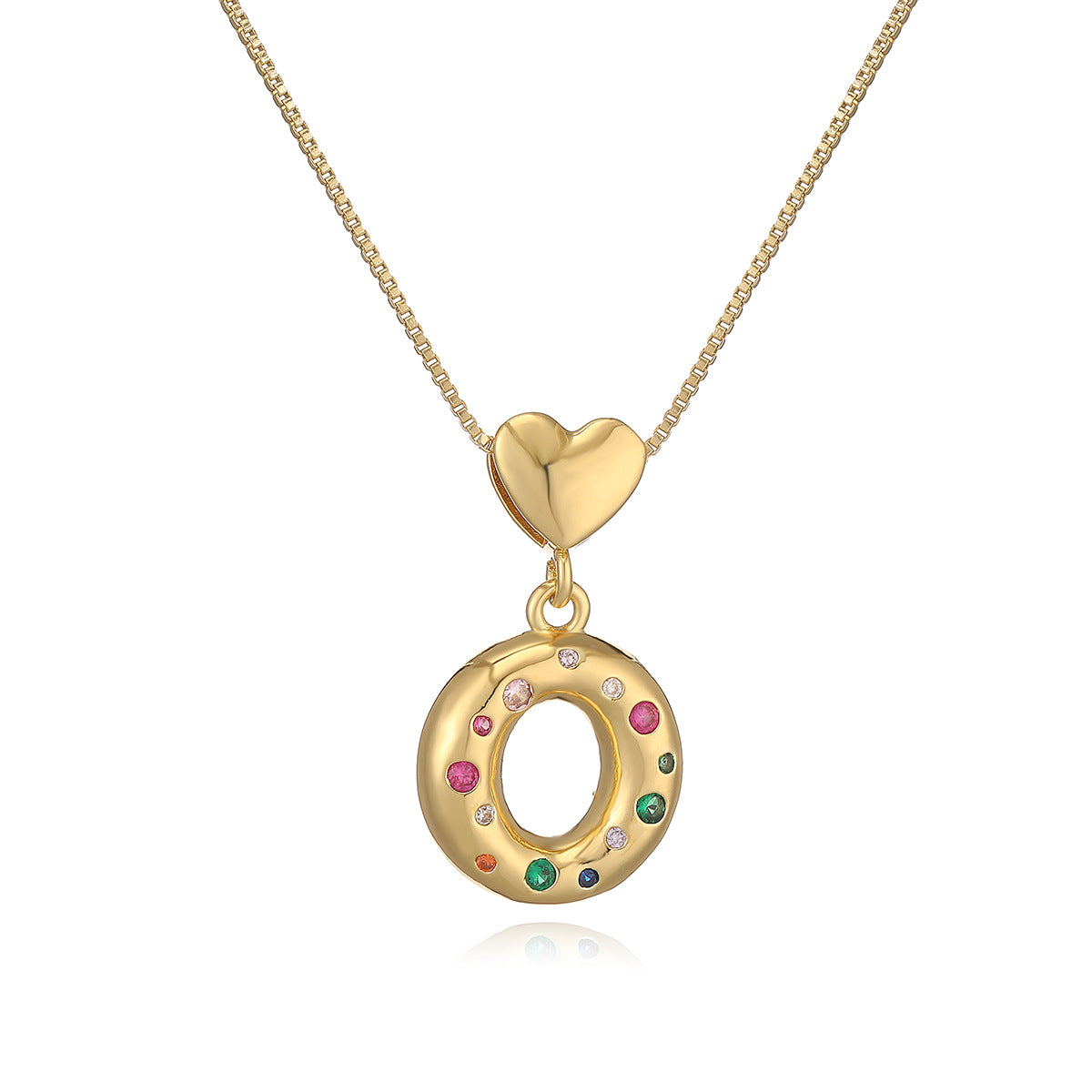 Collana Pendente Minimalista a Lettera in Rame Placcato Oro 18K con Intarsio di Zirconi per Donna
