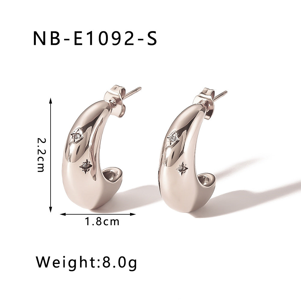 Minimalist Heart-Shaped Geometric Stainless Steel Earrings with 18K Gold Plating for Women