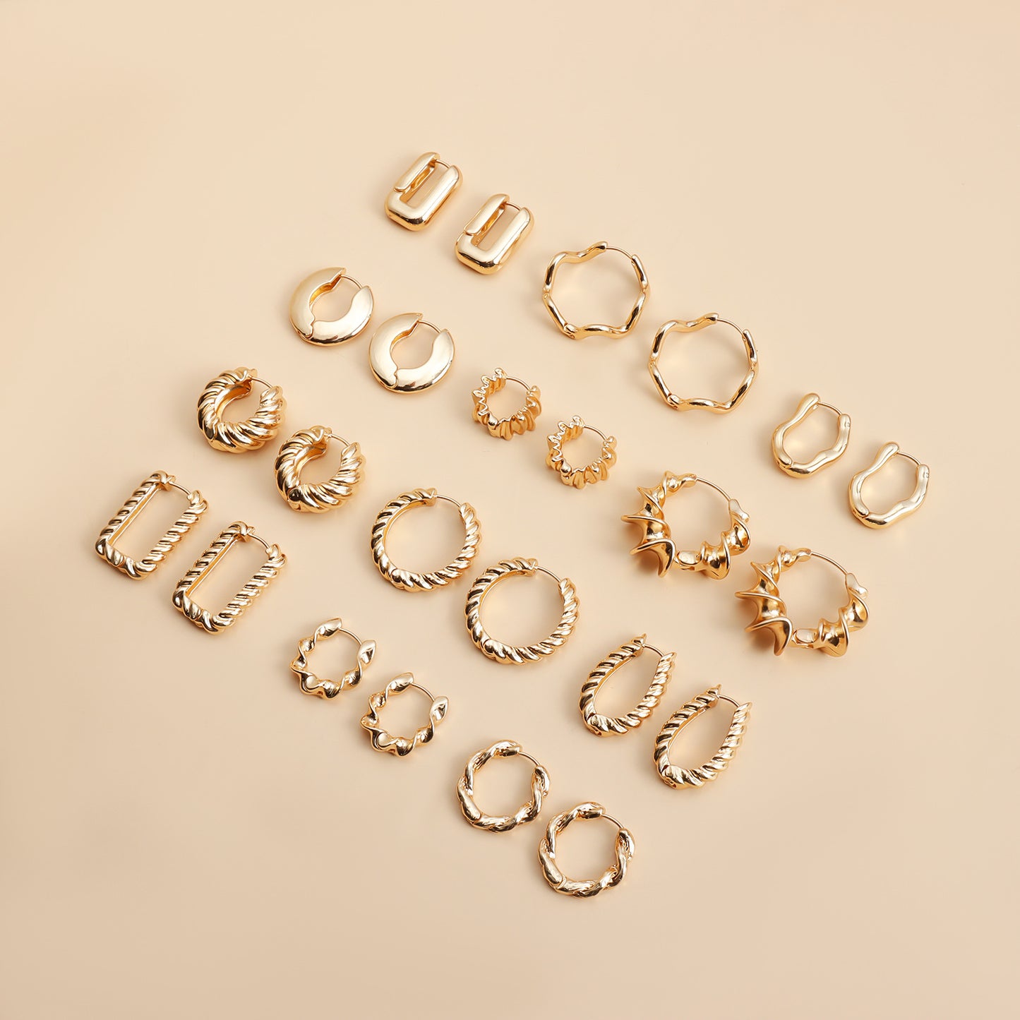 Minimalist Geometric Alloy Stud Earrings with Plated Finish for Women — Round Hexagonal Square Beveled Edges Design