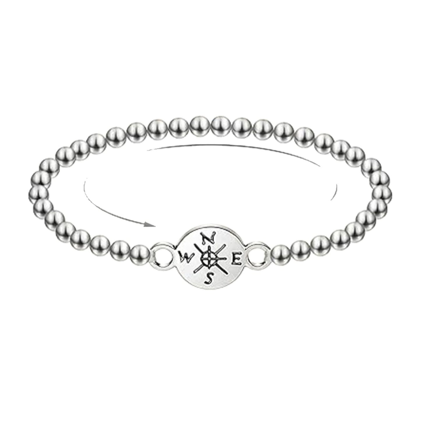 Minimalist Geometric Round Alloy Bracelet Set Unisex Compass Graduation Gift
