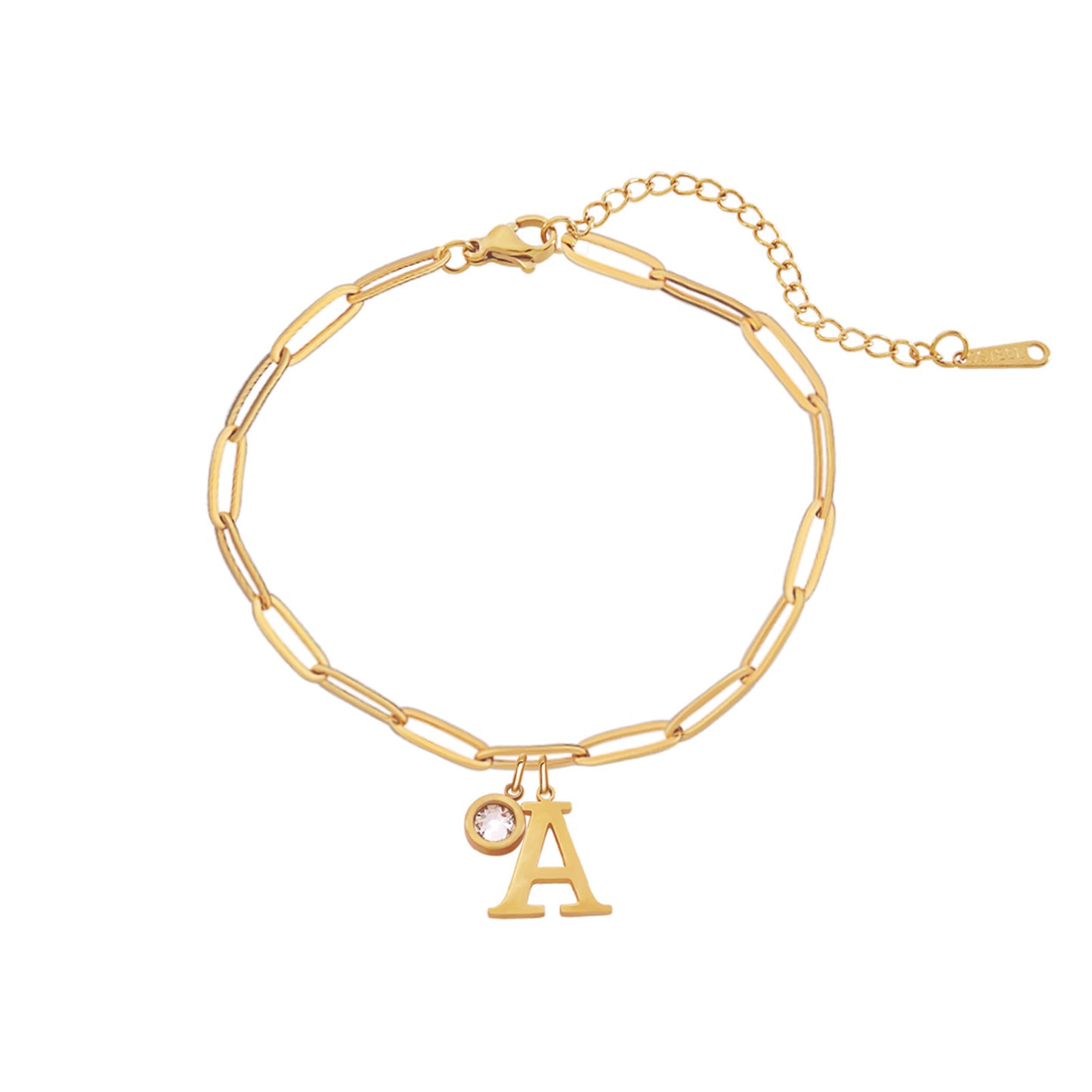 Elegante Parure di Collana e Bracciale da Donna in Acciaio Inossidabile con Lettera, Placcata Oro 18K