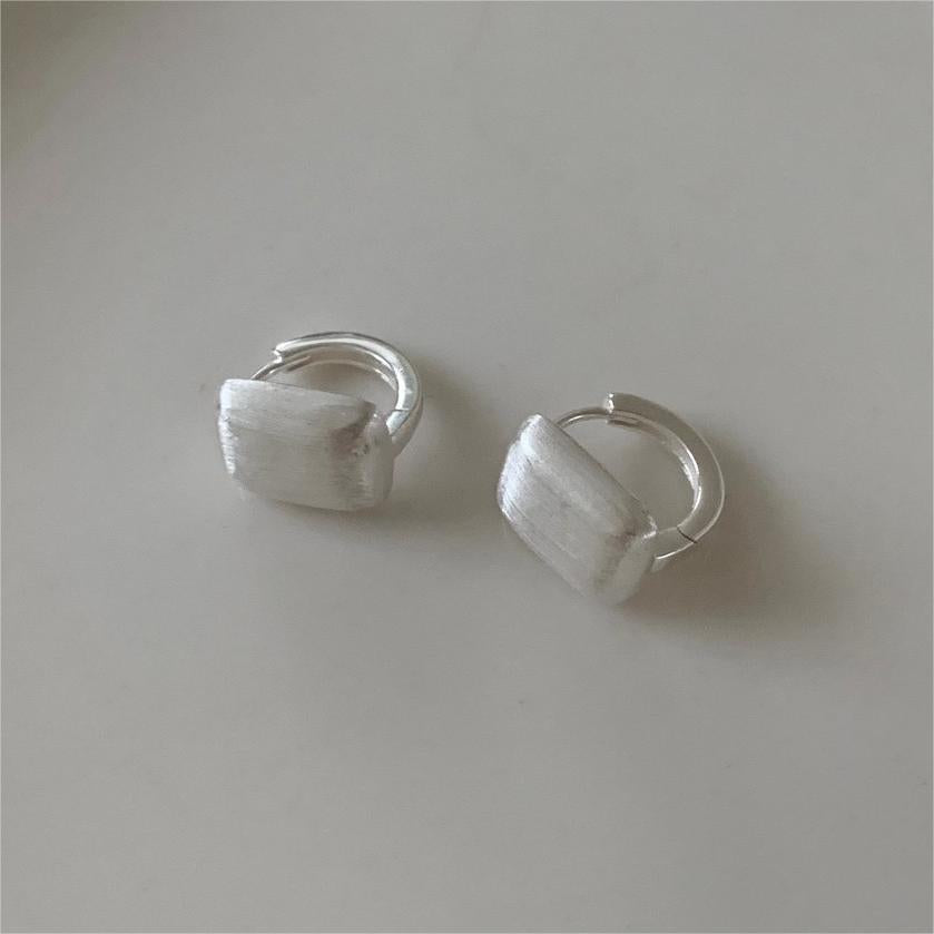 Minimalist Geometric Letter-Shaped 925 Sterling Silver Earrings with Polished Finish for Women