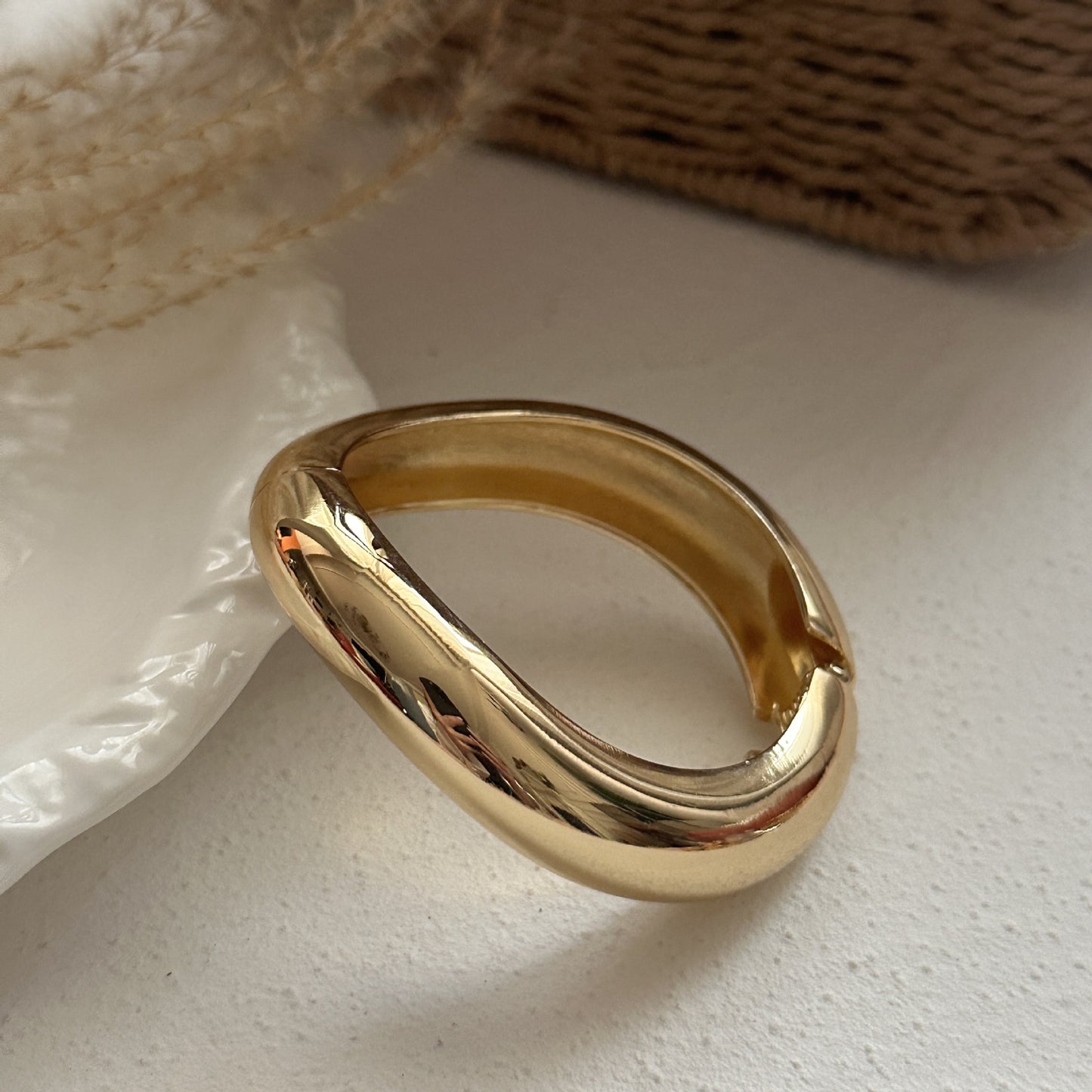 Geometric Plated Alloy Wide Open Cuff Bracelet