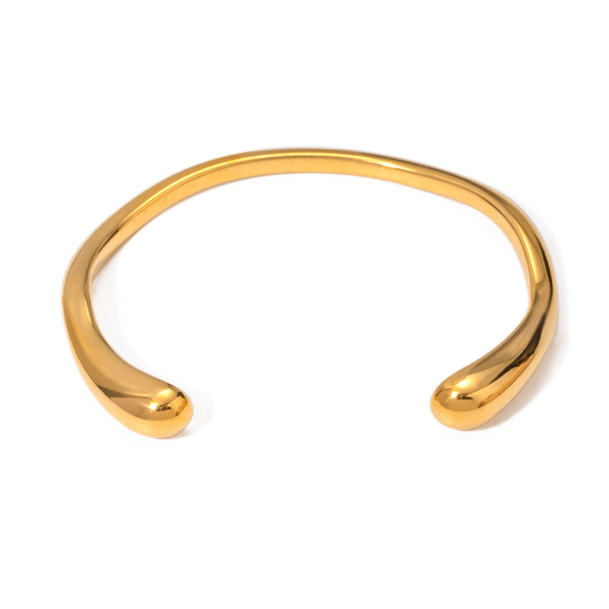 Minimalist 18K Gold Plated Round Stainless Steel Cuff Bracelet