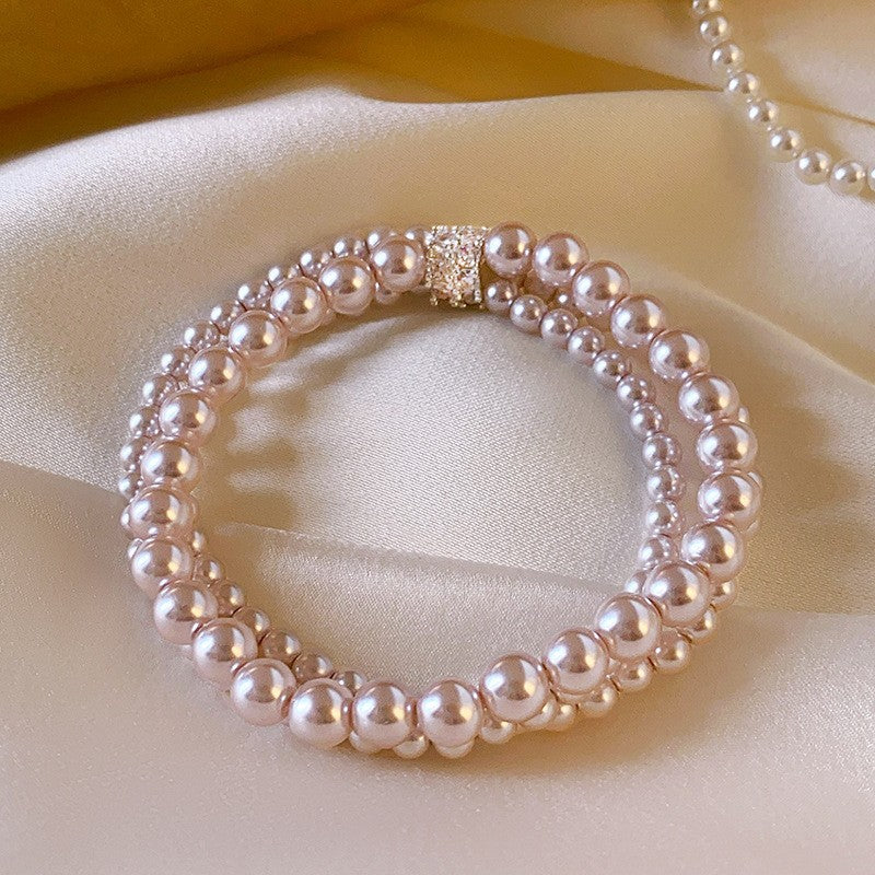 Bracciale a forma di stella, stile vintage francese elegante, con perle e zirconi, per donne, gioiello minimalista di lusso