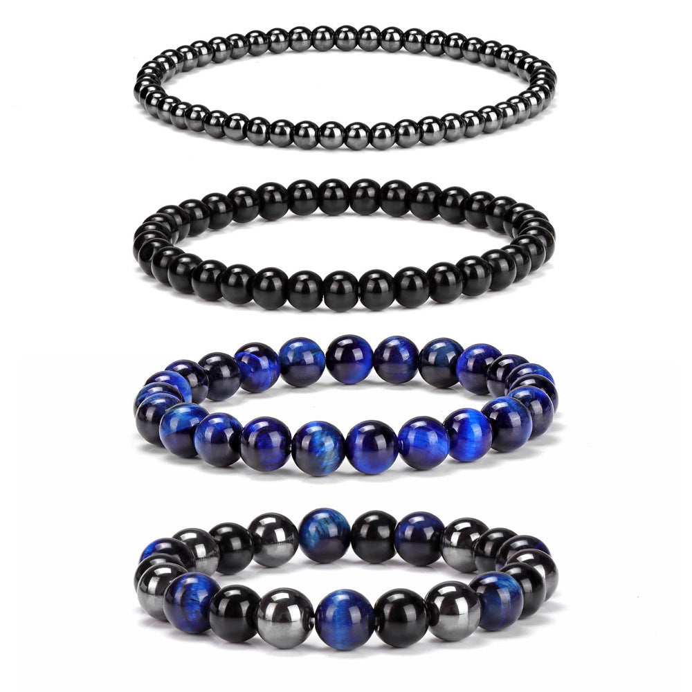 Geometric Natural Stone Beaded Bracelet Set Unisex Handmade Jewelry